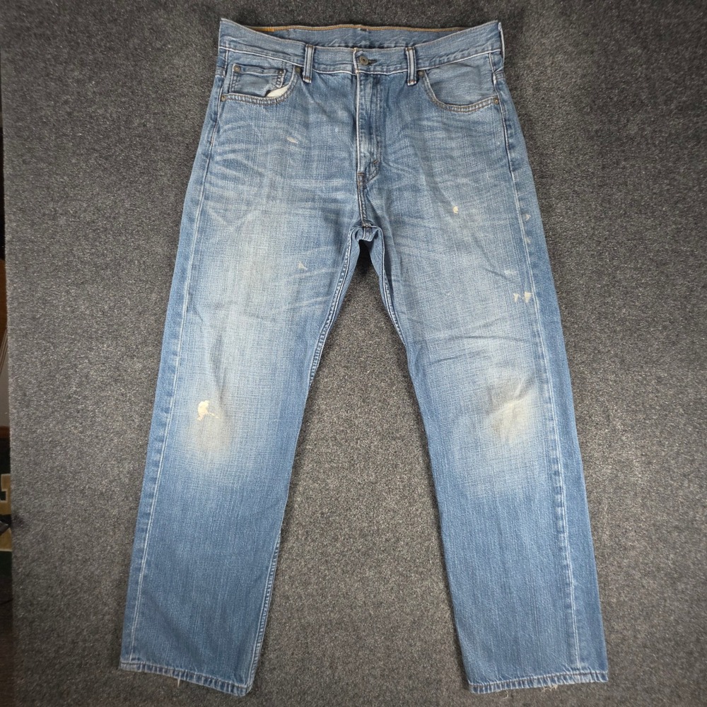 Levi's 569 Loose Straight Jeans Mens 34x34(34×31) Blue Distressed Paint Splatter